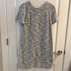 LOFT Blue and White Textured Dress